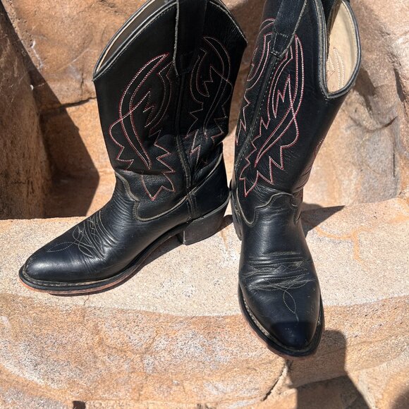 Cody James - Kids - Western Black Leather Cowboy Boots - Size 4 - Picture 9 of 10